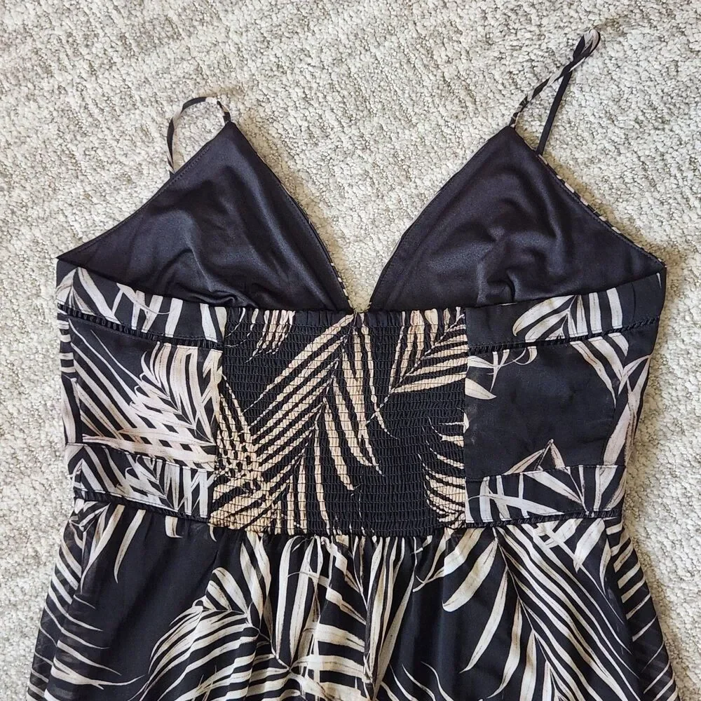White House Black Market halter chiffon flowy palm leaf maxi dress size 10 - Picture 9 of 11